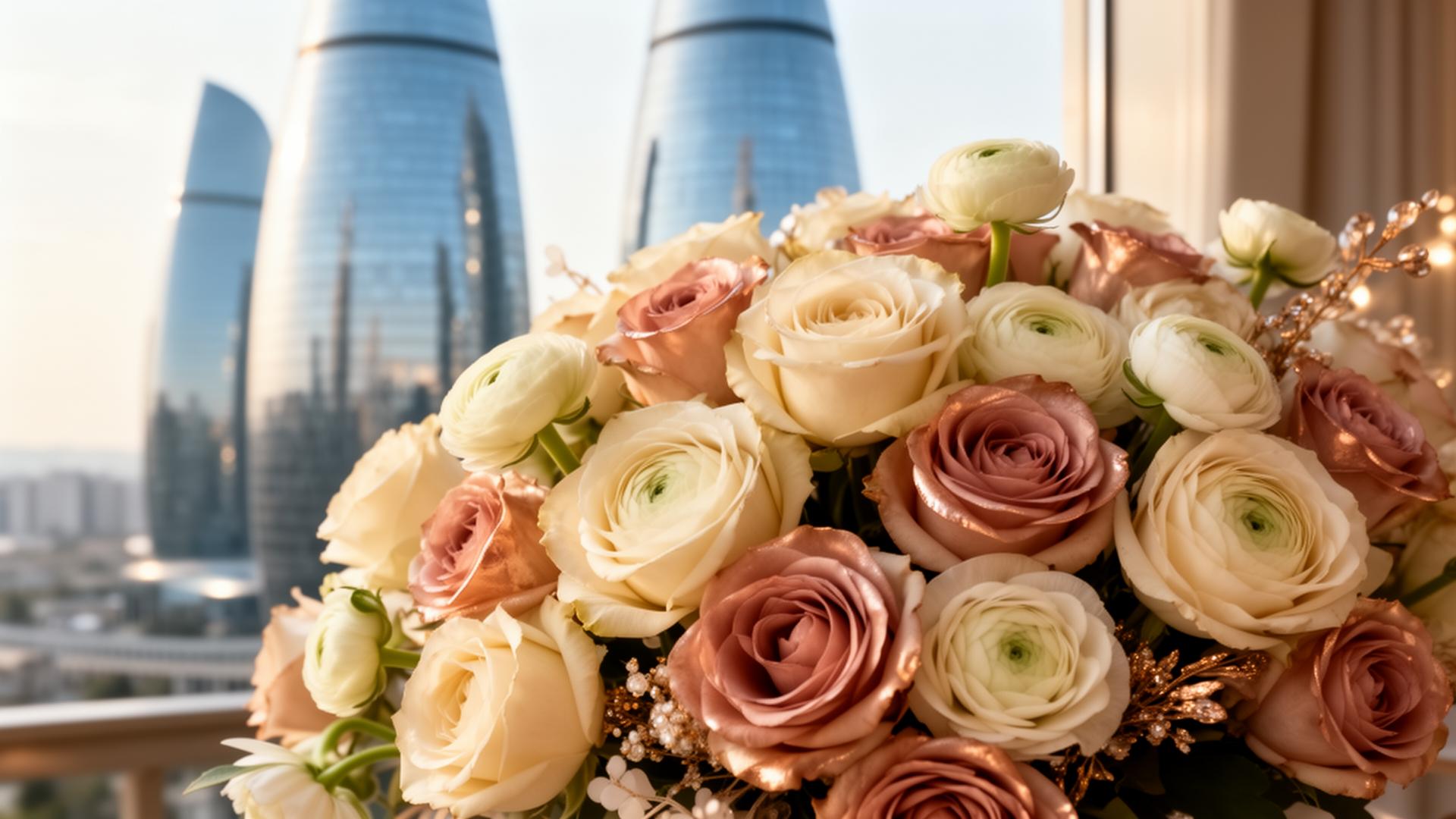 Luxurious bouquet with Baku Flame Towers